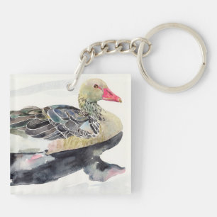 Porte-clés Oiseau d'aquarelle d'aspiration de main, canard