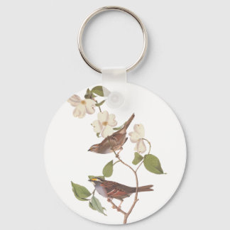 Porte-clés Oiseau d'Audubuon à moelle blanche et à fleurs
