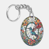 Porte-clés Oiseau de colibri Faux en verre tendu (Devant gauche)