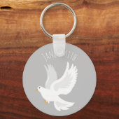 Porte-clés Oiseau de colombe blanche sur gris (Recto)