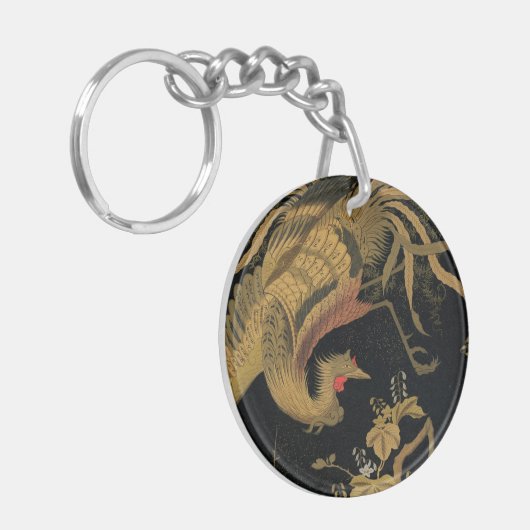Porte-clés Oiseau de coq d'or Classique japonais Antique (Devant gauche)