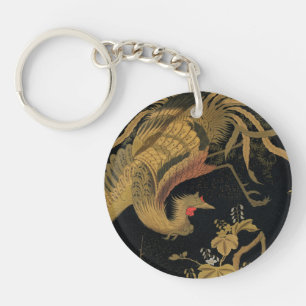 Porte-clés Oiseau de coq d'or Classique japonais Antique