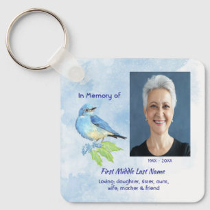 Porte-clés Oiseau de jardin bleu de souvenir mémorial chrétie