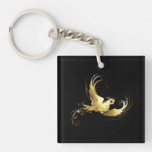 Porte-clés Oiseau d'or sur Arrière - plan noir
