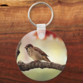 Porte-clés Oiseau du Bruant dans l'arbre (Recto)