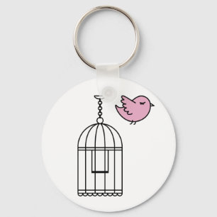 Porte-clés Oiseau et cage à oiseaux roses