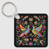 Porte-clés Oiseau Et Fleur Otomi Mexicain (Recto)