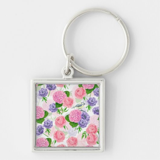 Porte-clés Oiseau et fleurs (Devant)