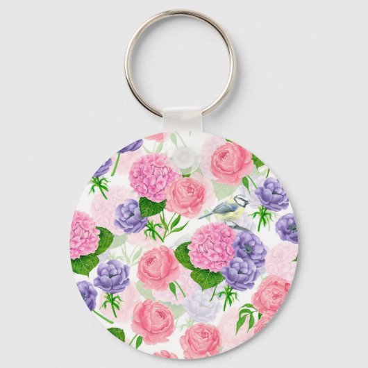 Porte-clés Oiseau et fleurs (Recto)