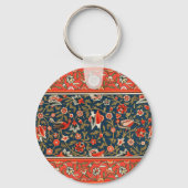 Porte-clés Oiseau et fleurs Perse Motif bleu rouge (Verso)