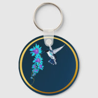 Oiseau Humming En Porte - clé Bleu