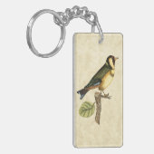 Porte-clés Oiseau jaune et vert été perché sur une petite (Devant gauche)