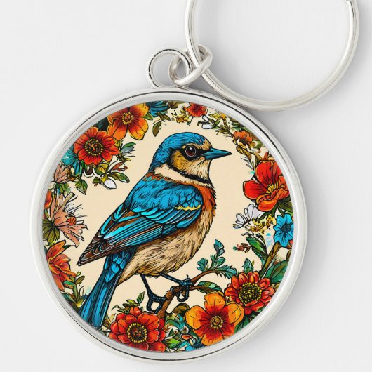 Porte-clés Oiseau magnifiquement illustré (Devant)