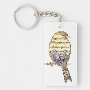 Porte-clés Oiseau mignon avec des notes de musique Personnali