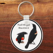 Porte-clés Oiseau noir à ailes rouges (Recto)