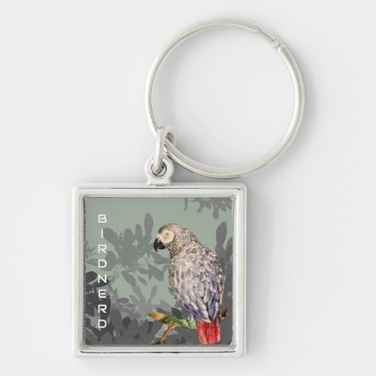 Porte-clés Oiseau perroquet gris d'Afrique nerd (Devant)