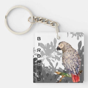 Porte-clés Oiseau perroquet gris d'Afrique nerd