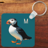 Porte-clés Oiseau sauvage côtier de Puffin Atlantique Monogra (Verso)