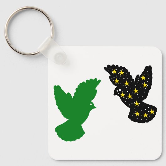 Porte-clés Oiseau – Silhouette à double aile Marqu (Recto)