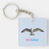 Porte-clés Oiseau volant et calligraphie sur bleu clair (Devant)