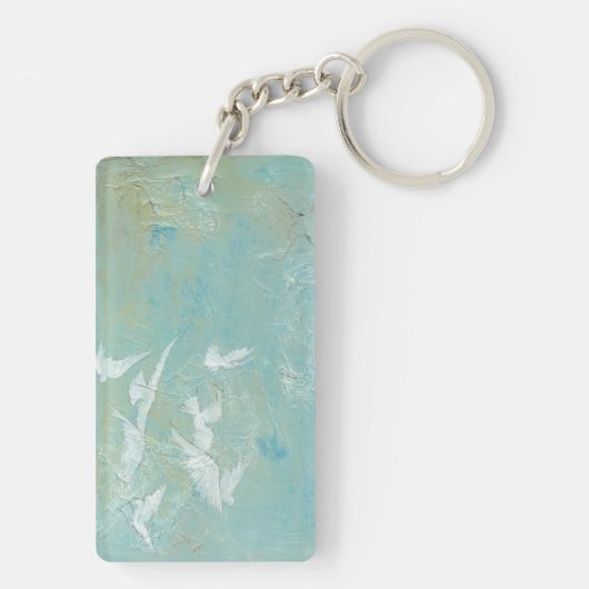 Porte-clés Oiseaux blancs à travers le ciel bleu (Dos)