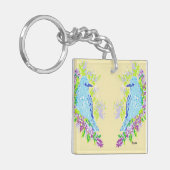 Porte-clés Oiseaux bleus carrés (double face) Porte - clés (Devant gauche)