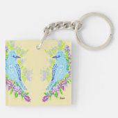 Porte-clés Oiseaux bleus carrés (double face) Porte - clés (Dos)
