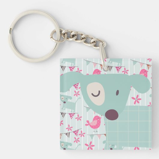 Porte-clés Oiseaux, Chiens, Bannières, Fleurs (Devant)