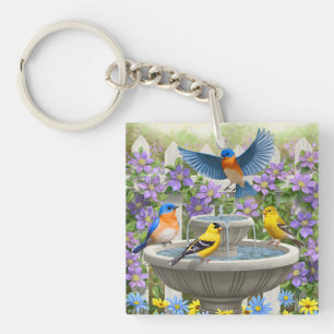 Porte-clés Oiseaux colorés et jardin de fleurs de bain d'oise