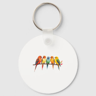 Porte-clés Oiseaux Colorés Sur Une Branche Oiseaux Chanteurs