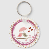 Porte-clés Oiseaux d'Amour Mignons sous un Paraplu (Verso)