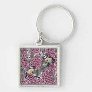 Porte-clés Oiseaux dans le jardin lilas rose