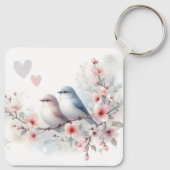 Porte-clés Oiseaux de l'amour romantique Branche de fleurs de (Dos)