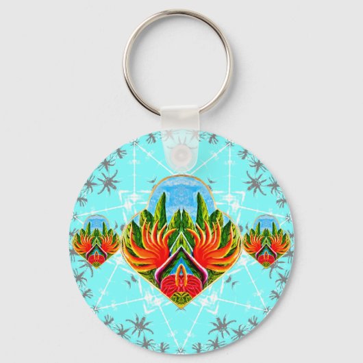 Porte-clés Oiseaux de paradis hawaïens (bleu) (Recto)