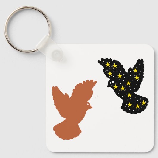 Porte-clés Oiseaux – Design à silhouette à double  (Recto)