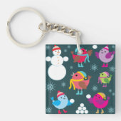 Porte-clés Oiseaux d'hiver Jouer dans la neige avec Snowman (Devant)