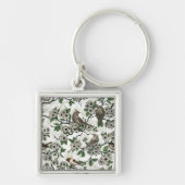 Porte-clés Oiseaux et fleurs de cerisier sur fond blanc (Devant)