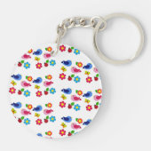 Porte-clés Oiseaux et fleurs printemps motif blanc (Dos)