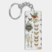 Porte-clés oiseaux et fleurs vintages (Devant gauche)