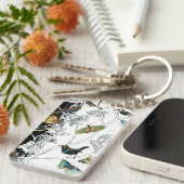 Porte-clés Oiseaux et papillons sur un Arrière - plan noir et (Devant droit)