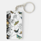 Porte-clés Oiseaux et papillons sur un Arrière - plan noir et (Dos)