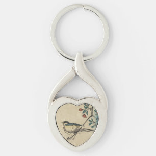 Porte-clés Oiseaux japonais vintages et fleurs