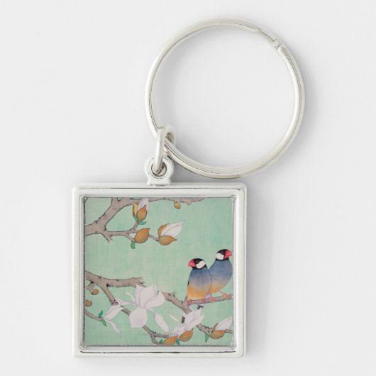 Porte-clés Oiseaux jumeaux dans les branches (Devant)