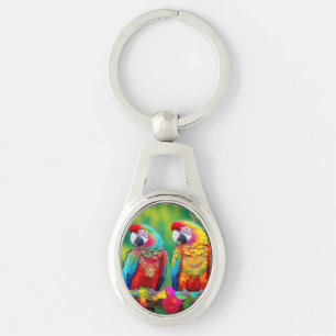 Porte-clés Oiseaux Macaw Colorés Sur La Branche-67859