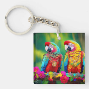 Porte-clés Oiseaux Macaw Colorés Sur La Branche-67859