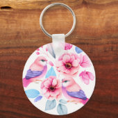 Porte-clés Oiseaux mignons et jolies fleurs (Verso)