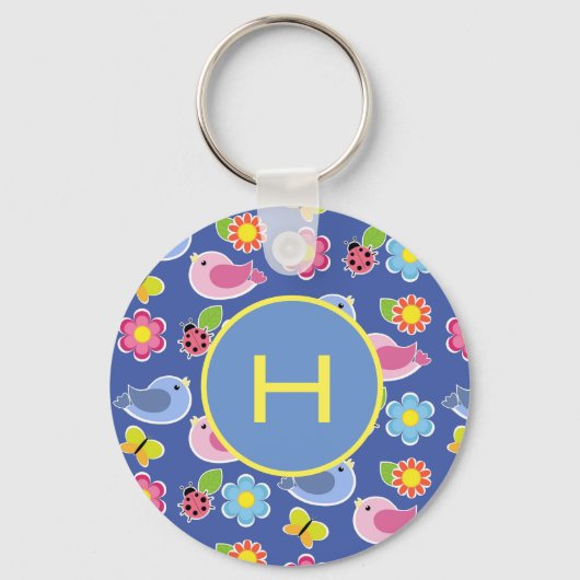 Porte-clés Oiseaux, papillons et fleurs de Ladybugs Initiale (Verso)