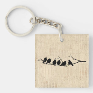 Porte-clés Oiseaux sur la branche des arbres Art Vintage des 