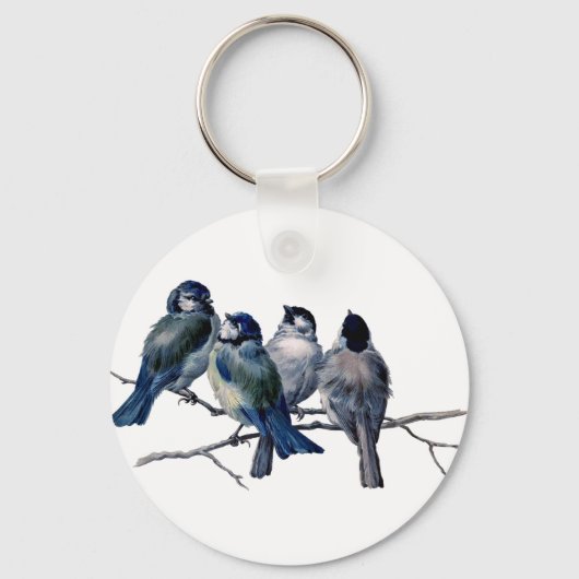Porte-clés Oiseaux vintages sur une branche (Recto)