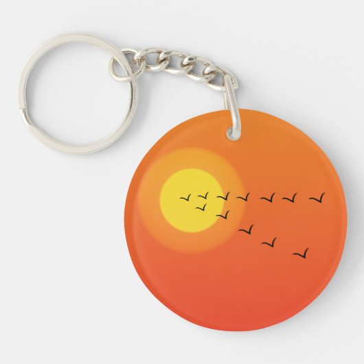 Porte-clés Oiseaux volant vers le soleil (Devant)